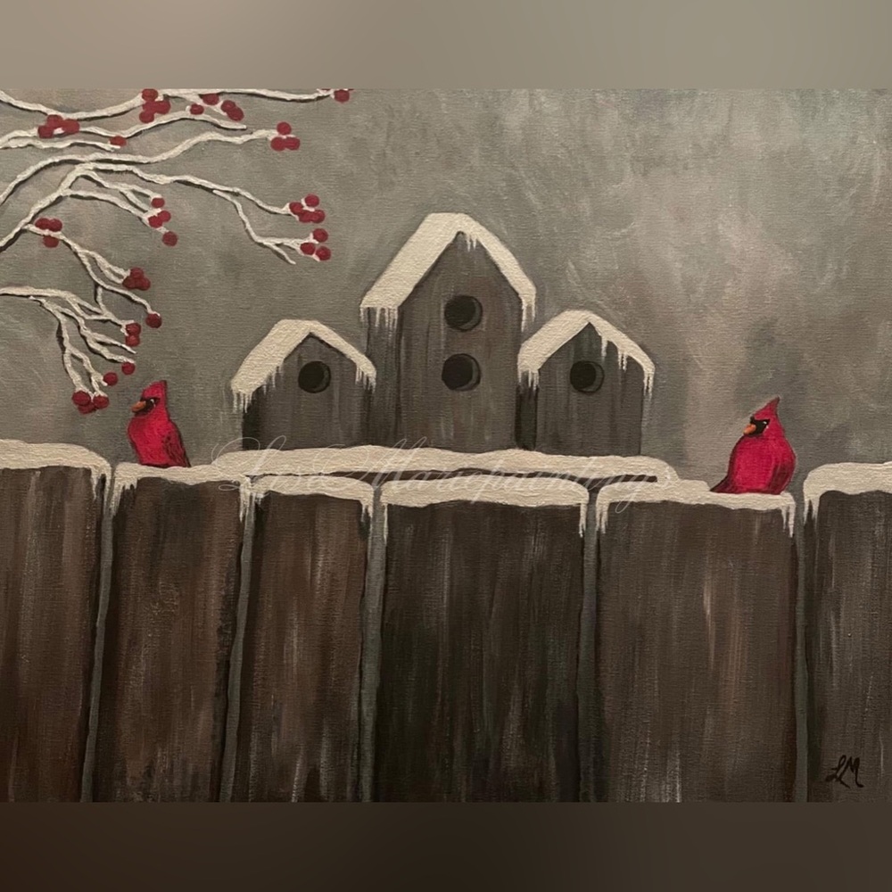 Cardinals Original Painting on Canvas